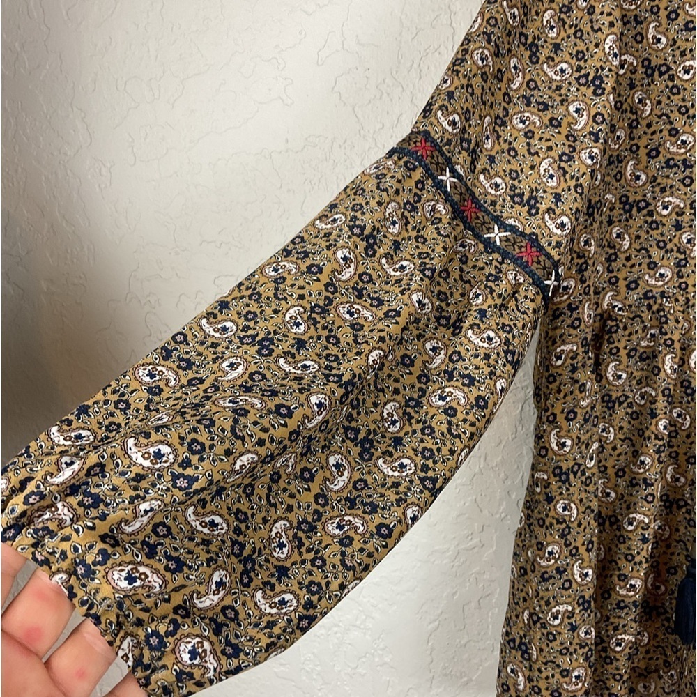 Alchemy Thread Boho Peasant Tunic Paisley Pattern Top Size Small Tassels - Picture 5 of 6